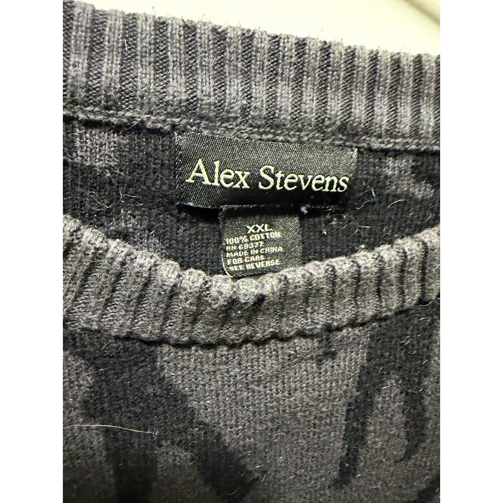 Alex Stevens Men’s XL Gray/Black Cotton Knit Zombie Crewneck Sweater